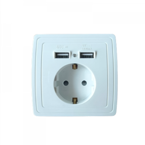 EU Francuska standard moderna bijela električna zidna utičnica za brzo punjenje s 2 USB priključka