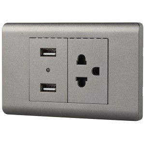 I-Smart Home Switch Socket Wall 3Pin Universal Plug ene-2USB Outlet 9V 2A